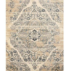 Ivory Machine-made Polypropylene Traditional Distressed Bohemian Isabella Medall